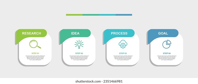 Vector infographic design template with 4 options or steps in simple minimalist style