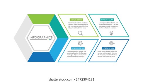 Vector infographic design template with 4 options or steps.