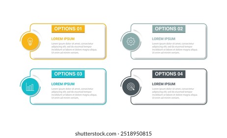 Modelo de design infográfico vetorial com 4 opções ou etapas