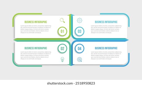Modelo de design infográfico vetorial com 4 opções ou etapas