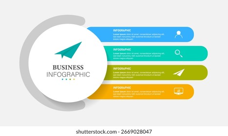 Modelo de design infográfico vetorial com 4 opções ou etapas
