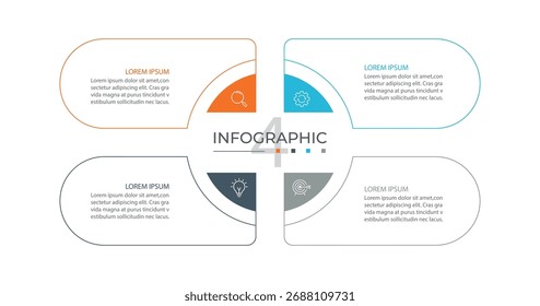 Modelo de design infográfico vetorial com 4 opções ou etapas