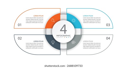 Modelo de design infográfico vetorial com 4 opções ou etapas