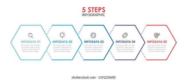 Vector infographic design template with 5 stepts.