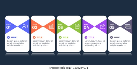 Vector infographic design template with 5 options steps