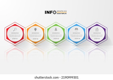 vector infographic design template with 5 option or steps.
