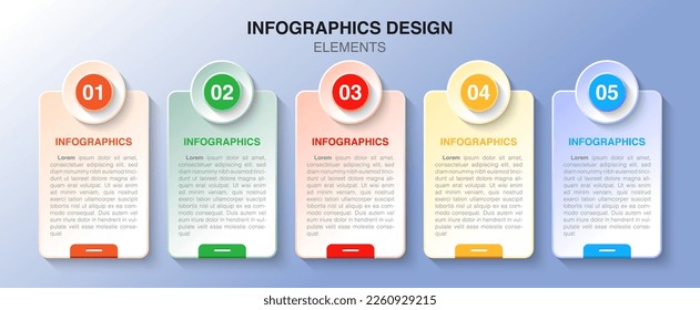 Plantilla de diseño de infografía vectorial con 5 opciones o pasos