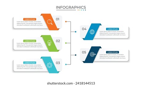 Plantilla de diseño de infografía vectorial con 5 opciones o pasos