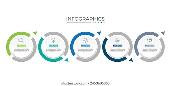 Plantilla de diseño de infografía de Vector con 5 opciones, Ilustración vectorial