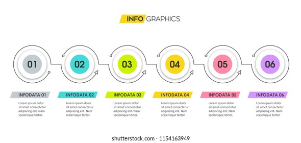 Vector Infographic design template with 6 options or steps. Infographics for business concept. Can be used for presentations banner, workflow layout, process diagram, flow chart, info graph