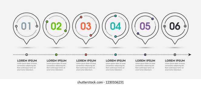 Vector Infographic design template with 6 options or steps.  Can be used for process diagram, presentations, workflow layout, banner, flow chart, info graph.