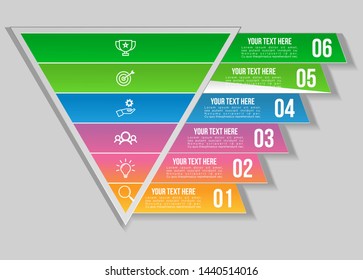 Vector Infographic Design Template with 6 Options Steps and Marketing Icons. Business Data Visualization can be used for info graph, presentations, process, diagrams, annual reports, workflow layout