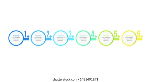 Vector Infographic design template with 6 options or steps. Business concept. Can be used for process diagram, presentations, workflow layout, banner, flow chart, info graph.