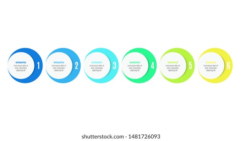 Vector Infographic design template with 6 options or steps. Business concept. Can be used for process diagram, presentations, workflow layout, banner, flow chart, info graph.
