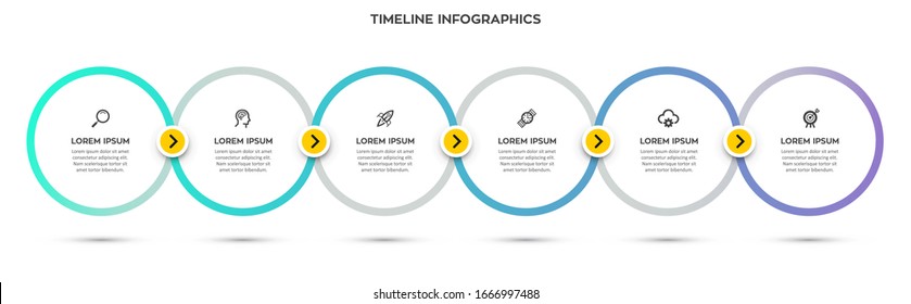 Vector Infographic design template with 6 options or steps.  Can be used for process diagram, presentations, workflow layout, banner, flow chart, info graph.