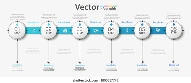 Vector  infographic design template with  6 options or steps. Can be used for process, presentations, layout