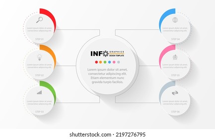 vector infographic design template with 6 option or steps.