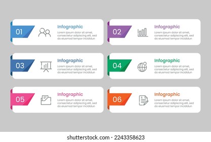 Plantilla de diseño de infografía vectorial con 6 opciones o pasos