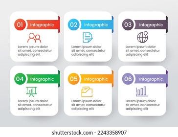Plantilla de diseño de infografía vectorial con 6 opciones o pasos