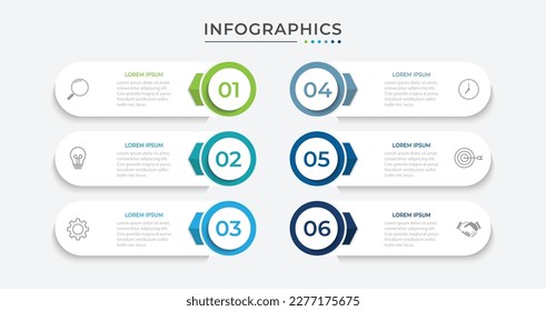 Vector infographic design template with 6 options or steps