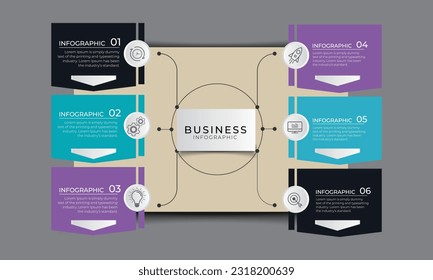 Vector infographic design template with 6 options or steps 