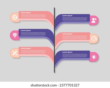 Plantilla de diseño de infografía vectorial con 6 opciones o pasos