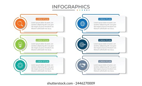 Vector infographic design template with 6 options or steps