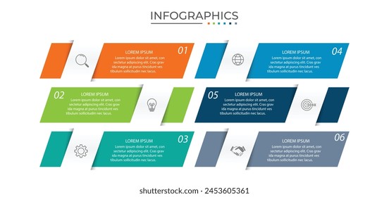 Vector infographic design template with 6 options or steps