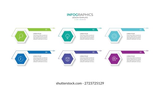 Plantilla de diseño de infografía de Vector con 6 opciones o pasos