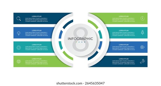 Vector infographic design template with 8 options or steps