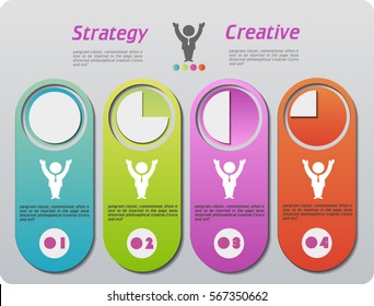 Vector infographic design template. Applicable for process chart, business data visualization. Abstract elements, diagram with 4 steps.