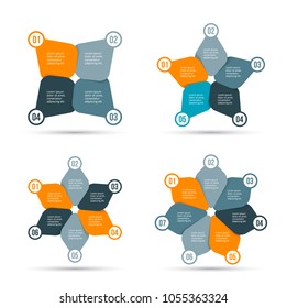 Vector infographic design template. Business concept with 4, 5, 6 and 7 options, parts, steps or processes. Can be used for workflow layout, diagram, number options, web design. Data visualization.