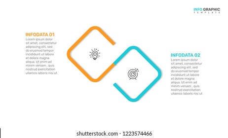 Vector infographic design template. Business concept with 2 options, steps, process. Can be used for workflow diagram, report, presentation. 
