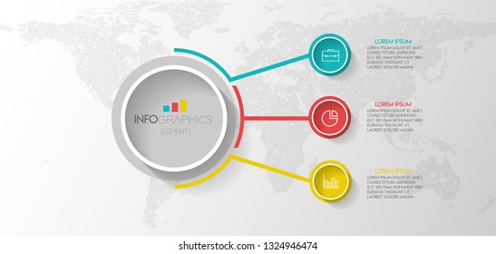Vector infographic design template. Business concept with icons and 3 options or step, Can be used for process, presentation, diagram, workflow layout, graphic, chart, web design. Vector illustration.