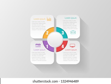 Vector infographic design template. Business concept with icons and 4 options or step, Can be used for process, presentation, diagram, workflow layout, graphic, chart, web design. Vector illustration.