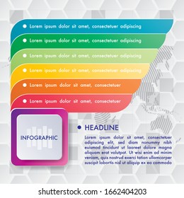 Vector infographic design template. Business concept with 5 options, parts, steps or processes. Can be used for workflow layout, diagram, number options, web design. Data visualization.