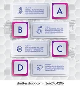 Vector infographic design template. Business concept with 5 options, parts, steps or processes. Can be used for workflow layout, diagram, number options, web design. Data visualization.