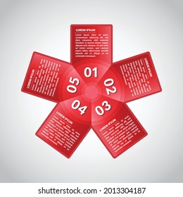 Vector infographic design template. Business concept with 5 options, parts, steps or processes. Data visualization. Vector and illustration.

