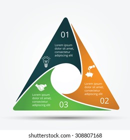 Vector infographic design template. Business concept with 3 options, parts, steps or processes. Can be used for workflow layout, diagram, number options, web design. Data visualization.