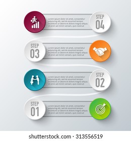 Vector infographic design template. Business concept with 4 options, parts, steps or processes. Can be used for workflow layout, diagram, number options, web design. Data visualization.