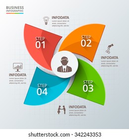 Vector infographic design template. Business concept with 4 options, parts, steps or processes. Can be used for workflow layout, diagram, number options, web design. Data visualization.