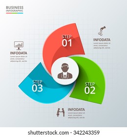 Vector infographic design template. Business concept with 3 options, parts, steps or processes. Can be used for workflow layout, diagram, number options, web design. Data visualization.