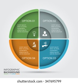 Vector infographic design template. Business concept with 4 options, parts, steps or processes. Can be used for workflow layout, diagram, number options, web design. Data visualization.