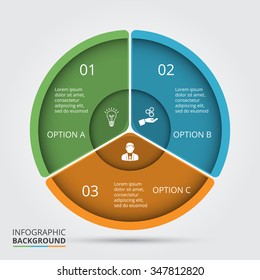 Vector infographic design template. Business concept with 3 options, parts, steps or processes. Can be used for workflow layout, diagram, number options, web design. Data visualization.