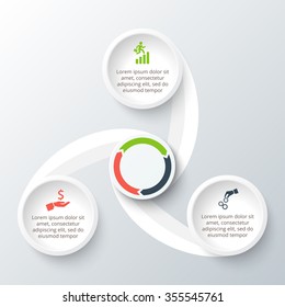 Vector infographic design template. Business concept with 3 options, parts, steps or processes. Can be used for workflow layout, diagram, number options, web design. Data visualization.