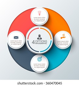 Vector infographic design template. Business concept with 4 options, parts, steps or processes. Can be used for workflow layout, diagram, number options, web design. Data visualization.