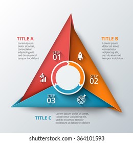 Vector infographic design template. Business concept with 3 options, parts, steps or processes. Can be used for workflow layout, diagram, number options, web design. Data visualization.