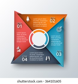 Vector infographic design template. Business concept with 4 options, parts, steps or processes. Can be used for workflow layout, diagram, number options, web design. Data visualization.