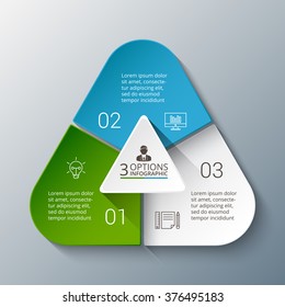 Vector infographic design template. Business concept with 3 options, parts, steps or processes. Can be used for workflow layout, diagram, number options, web design. Data visualization.