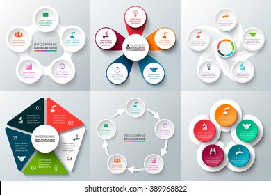 Vector infographic design template. Business concept with 5 options, parts, steps or processes. Can be used for workflow layout, diagram, number options, web design. Data visualization.